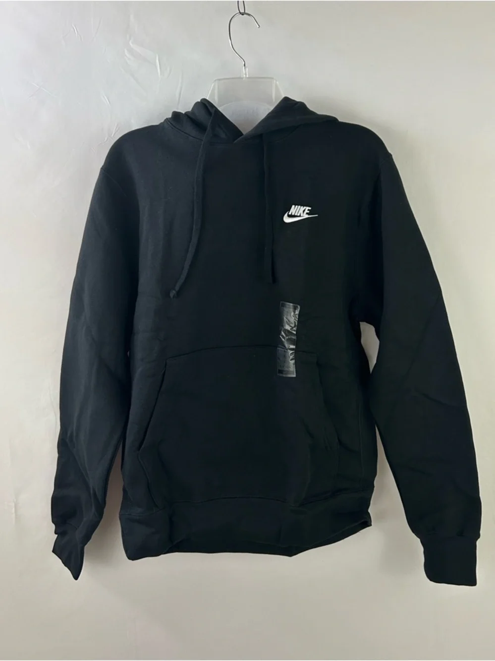 NEW Nike Black Pullover Hoodie with White Swoosh Logo Men's Small - Picture 1 of 5